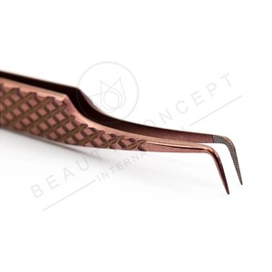 Pince à épiler en fibre d'or rose à 90 degrés pour extensions de cils OEM avec logo personnalisé et emballage écologique - Product Image 5