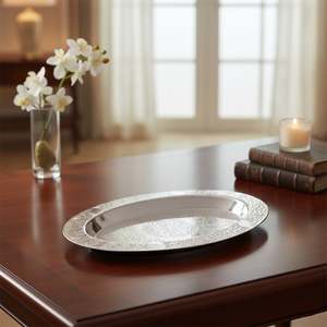 Elegante Bandeja de Servicio en Forma de Barco, Acabado de Metal Pulido en Color Cobre Cromado, Plato Decorativo para Comida, para Restaurante, Hogar u Oficina - Product Image 2