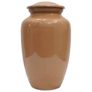 Hermosa pintura esmaltada Marrón y Amarillo con dos tiras de peltre Urnas de cremación para adultos de aluminio Urnas funerarias de metal. - Product Image 5