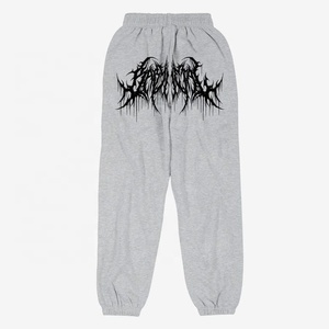 Custom Logo <b>Stacked</b> Winter Heavyweight Breathable Acid Wash Fleece Graphic Embroidered Flared <b>Joggers</b> Skinny Sweatpants for Men - Product Image 3