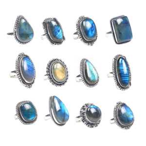 Minimalist Design Solid Brass Silver Plated Mixed Shape Labradorite <b>Crystal</b> Statement <b>Ring</b> And Stylish Boho Design <b>Rings</b> Jewelry - Product Image 3