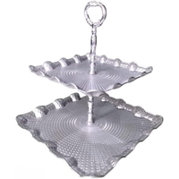 ROYAL HOME COLLECTION CS0233 Élégant support à gâteau à 2 niveaux en argent plaqué, design moderne, écologique, passe au lave-vaisselle, décoratif