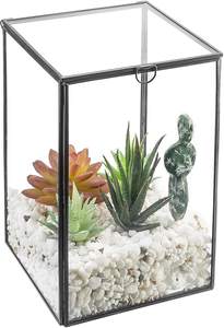 Handmade Irregular <b>Glass</b> Black Geometric Diamond Copper Air Plants <b>Terrarium</b> Container Vase For Home Decoration - Product Image 6