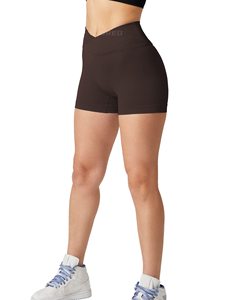 Women's High Waist Seamless Yoga Shorts Solid <b>Pattern</b> Recycled Spandex/Nylon Gym Fitness <b>Leggings</b> with Elastic Waist Closure - Product Image 5