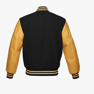 Custom Brand OEM <b>Men's</b> Winter Varsity <b>Jacket</b>-Polyester/Cotton Cow Skin <b>Leather</b> Sleeves Breathable Windproof Plus Size Stand - Product Image 4