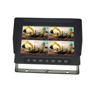 Moniteur multi-vues AHD 1080P de 7 pouces | Écran quadruple à 4 canaux | Étanche IP69K | Connecteur d'aviation à 4 broches | Dispositif de sécurité pour flotte de camions