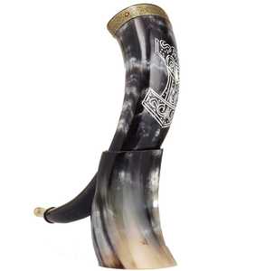 Ox <b>Horn</b> Viking <b>Drinking</b> <b>Horn</b> with Leather Hanging Strap Polished Finish Love Style Eco-Friendly Customizable Souvenir - Product Image 6