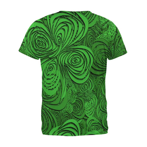 Camiseta con estampado en espiral abstracto verde, camiseta informal de manga corta para hombre - Product Image 5
