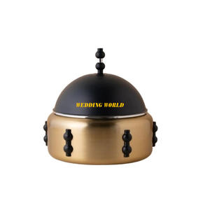 Marmite en bois décorative, finition dorée, casserole artisanale de designer, forme ronde, vente en gros, nouveau réchaud à nourriture en métal de luxe - Product Image 5