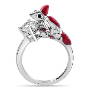Anillo Romántico Camaleón en Plata 925 con Baño de Oro, Estilo Incrustado Moderno, Forma de Número, Talla Única para Compromiso - Product Image 2
