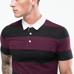 2025 moda hombres rayas diseño impreso Polo camiseta logotipo personalizado estampado en blanco botón abajo Polo Camisetas Hombre - Product Image 4