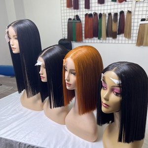 Pelucas de Bob recto de hueso para mujeres negras Extensiones de cabello humano Frente de encaje con pelucas teñidas con cierre de encaje HD vietnamita crudo - Product Image 6