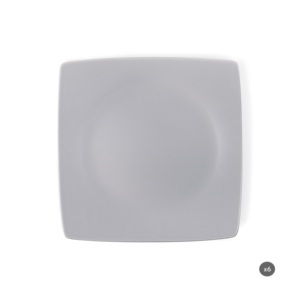 Set di 6 Piatti da Dessert in Ceramica Quadrati Durevoli, Finitura Opaca Grigia, Design Nordico Minimalista ed Elegante Eclipse Excelsa - Product Image 1