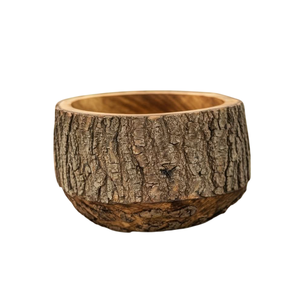 Bol en bois de teck sculpté à la main vintage, design floral, bol de service, bol décoratif unique en bois massif, centre de table, décoration de cuisine - Product Image 3