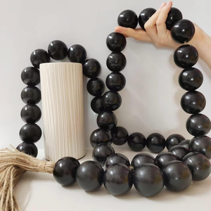 Vietnamien décoratif bois perle chaîne lien décor bois noeud sculpté à la main lien bois perle guirlande bouddha ornement - Product Image 1