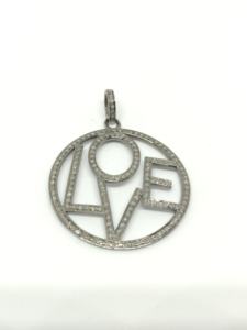 LOVE Design Pendentif en argent sterling 925 avec diamant pavé vintage 35x35MM certifié Luxvory pour femmes - Product Image 2