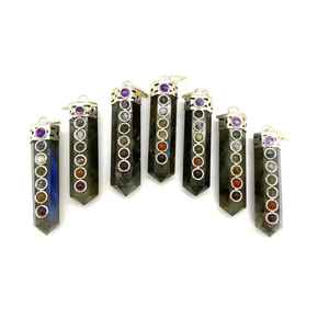Superventas Cristal de lepidolita Natural 7 Chakra punto colgante collar piedras preciosas curación cristal colgantes para Reiki - Product Image 4