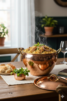 Casserole classique en acier inoxydable épais martelé, isolée, écologique, avec poignée, qualité chef, pour Biryani, Curry, Gaz