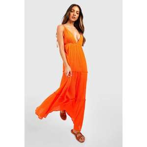 Hot Selling Orange Plain Maxi <b>Dress</b> for Women Casual Solid Cotton Crepe <b>Loose</b> Fit Plus Size Deep V- Neck Long Maxi <b>Dress</b> - Product Image 1