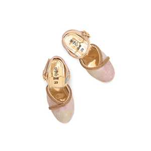 Zapatos de tacón de aguja dorados para mujer KD0948 tacones de sandalia de cuero de vaca con zapatos de novia de plataforma fina cuadrada de 3cm - Product Image 1