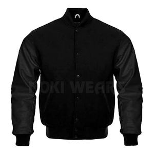 OEM Service Customized Design Letterman Jacket <b>Stand</b> Collar Front Waterproof Eco-Friendly Wool/Leather Jacket for Men-Best Price - Product Image 2