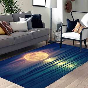 Alfombra Luna Sobre el Mar: Decoración de Paisaje Costero, Alfombra Impresa, Alfombra Suave con Pelo Largo - Product Image 5