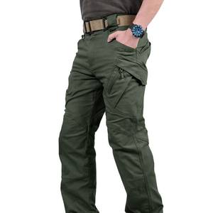 Pantalon cargo décontracté pour homme, mélange polyester/coton, taille plus, coupe droite, multi-poches, toile, taille haute, lavage clair, pantalon d'extérieur - Product Image 6