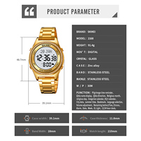 Jam Tangan Olahraga Digital LED Pengingat Waktu Ibadah dengan Alarm Tahan Air Tali Baja Tahan Karat Casing Paduan Logam Kompas Kiblat Unisex