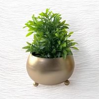 Grosir kustom Pot bunga besar Pot bunga berdiri desain luar biasa buatan tangan logam bunga emas selesai pabrik langsung