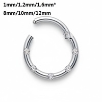 Piercing de nez articulé HGC 316L couleur or avec zircon cubique, anti-allergie, bijou tendance