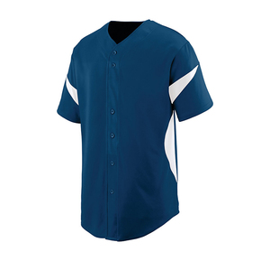 Fournisseur de maillots de baseball OEM, vêtements de sport légers en polyester à boutons, détails du joueur en twill, production rapide - Product Image 1