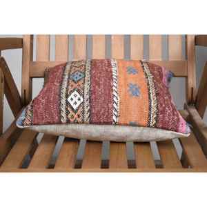 Rustic 14x14 Inch Kilim Wool Pillow Brown Luxe <b>Fluffy</b> Cushion Vintage Print Portable Cushion for <b>Bedding</b> Decor for Christmas - Product Image 5