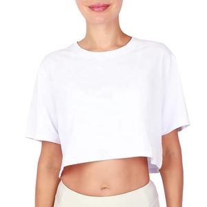 Summer Fashion <b>Women's</b> 100% Cotton T-Shirt Crop <b>Top</b> Puff Printing Sexy Shortsleeve Loose Fit Button Hole Applique Diamonds - Product Image 4
