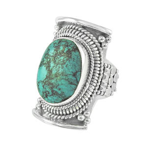 Bague en pierres précieuses turquoise au design vintage personnalisé 925 bijoux en argent sterling pour femmes bagues bijoux de mode faits à la main - Product Image 1