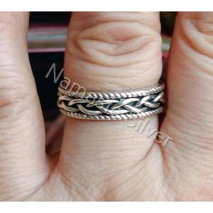 Handmade <b>Celtic</b> Knot Weave Sterling Silver <b>Ring</b> for Women Endless Knot Thumb <b>Ring</b> with Rhodium Plating - Product Image 2