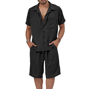 Conjunto de pantalones cortos y camisa de manga corta de dos piezas de verano para hombre informal personalizado al por mayor para hombre 2026 - Product Image 1