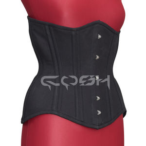 Wholesale Black Cotton Underbust <b>Corset</b> With <b>Back</b> Laced Up - Product Image 4