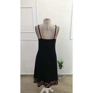 Women's Strappy V-Neck Leopard Print Midi <b>Viscose</b> <b>Dress</b>, 37795 - Black - Product Image 6