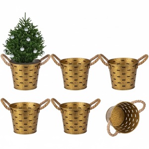 Jardinières suspendues en métal de couleur verte de style vintage en forme de seau d'olives, pour l'extérieur et l'intérieur, décoratives, branche d'olivier pour jardin, patio, balcon - Product Image 5