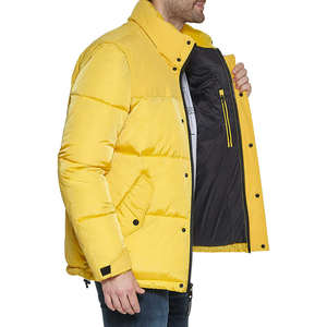 Veste matelassée imperméable coupe-vent à capuche jaune pour homme, lourde, chaude, rembourrée, d'hiver, à fermeture éclair, vêtements d'extérieur décontractés, pour le froid - Product Image 3
