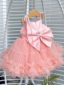 VENDEDOR SUPERIOR Vestido de fiesta de manga corta para niñas Muchas capas flotantes y decoración de perlas ropa casual o fiestas compatible con OEM ODM - Product Image 4