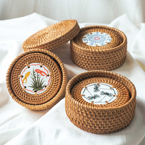 Sous-verres en bois peints à la main, classiques, écologiques, tissés, nouveau design pour le bureau, le café, la salle à manger, les fêtes, les mariages en plein air, tapis, coussinets - Product Image 3