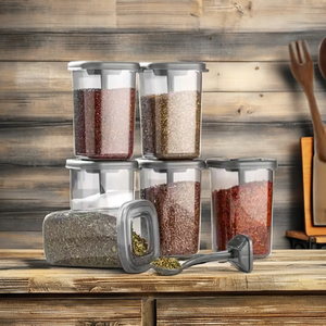 450mL Modern Spice Container with Spoon-<b>Camping</b> & <b>Kitchen</b> Use BPA-Free Multifunction Design - Product Image 1