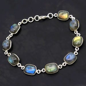 สร้อยข้อมือเงินสเตอร์ลิง925สุดหรูสร้อยข้อมือ925เงินดูเป็นธรรมชาติหินอัญมณีลาบราดอไรต์ทำด้วยมือสำหรับงานปาร์ตี้ - Product Image 3