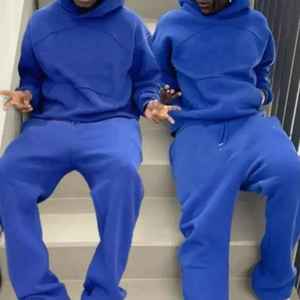 Impresión de pantalla personalizada de transferencia de calor Logotipo de impresión Fitness deportes ropa de calle Jogging sudaderas con capucha y pantalones de chándal hombres chándal conjunto hombres - Product Image 1