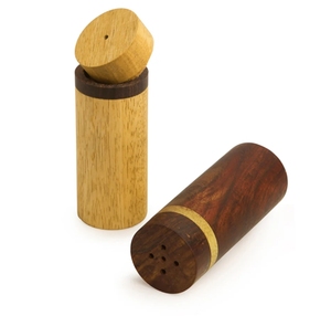 Elegante Salero y pimentero en madera marrón Salero y pimentero con bandeja Decoración de cocina Molinillo de sal y pimienta de madera Especias - Product Image 4