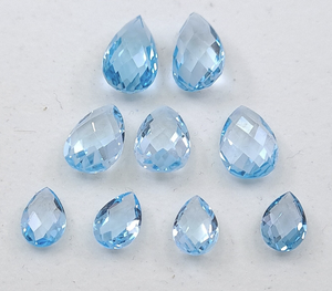 ลูกแพร์บุษราคัมท้องฟ้าสีฟ้าธรรมชาติอัญมณีทรงหลวมเหลี่ยมเพชรพลอยการทำน้ำ - Product Image 1