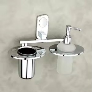 Accessoires de salle de bain de conception simple faits à la main porte-brosse à dents en acier fini argent et support de dentifrice en métal - Product Image 4