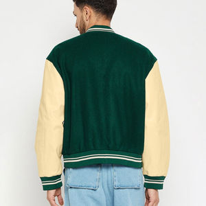 Custom Made 2026 Casual Baseball New Arrival Leather Sleeve Varsity <b>Jacket</b> Brand New High Quality <b>Patchwork</b> Varsity <b>Jacket</b> - Product Image 4