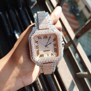 Montre tendance de luxe à quartz moissanite de haute qualité D VVS certifié bracelet en acier inoxydable 16mm de large montre écologique pour lui - Product Image 2